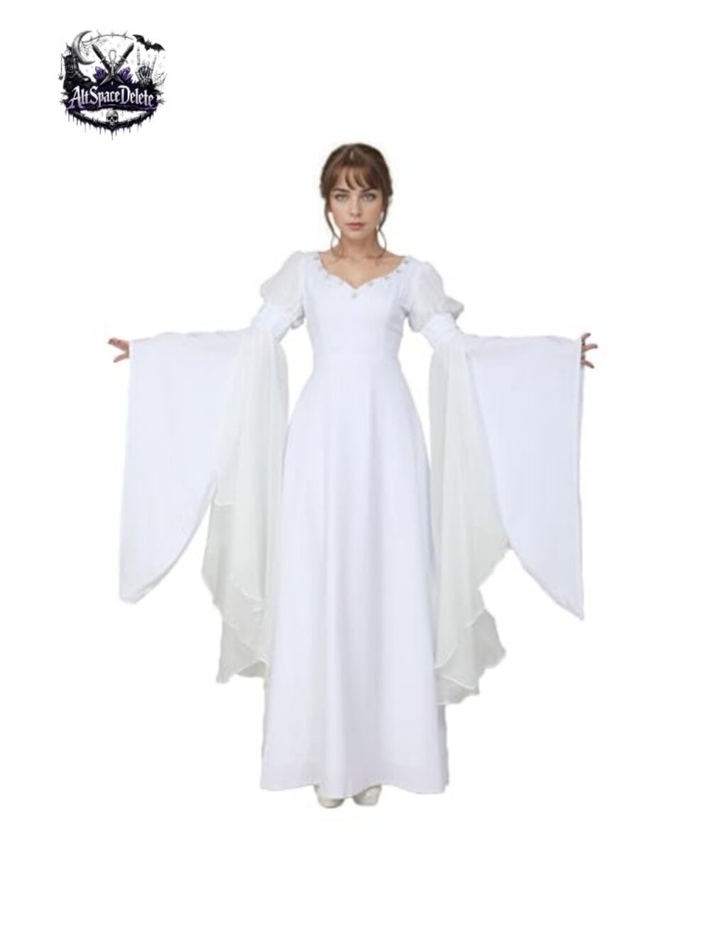 Medieval Renaissance Dress Bell Sleeves Chiffon Retro Costume